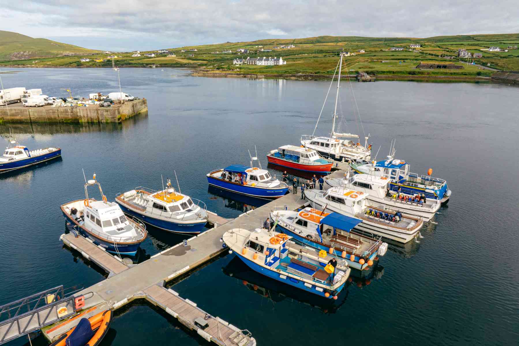 Boats moored at Portmagee marina